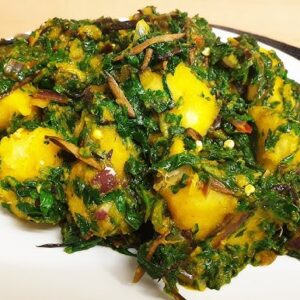 YAM AND VEGETABLE (25 MIN WAIT TIME) Yam and vegetable with ukpaka and