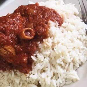 WHITE RICE AND STEW